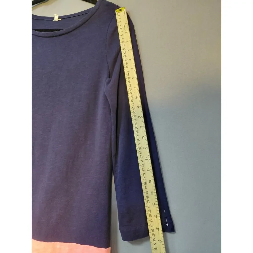 J.CREW Colorblock Cotton Dress Navy Pink Knit Long Sleeve Women Size S